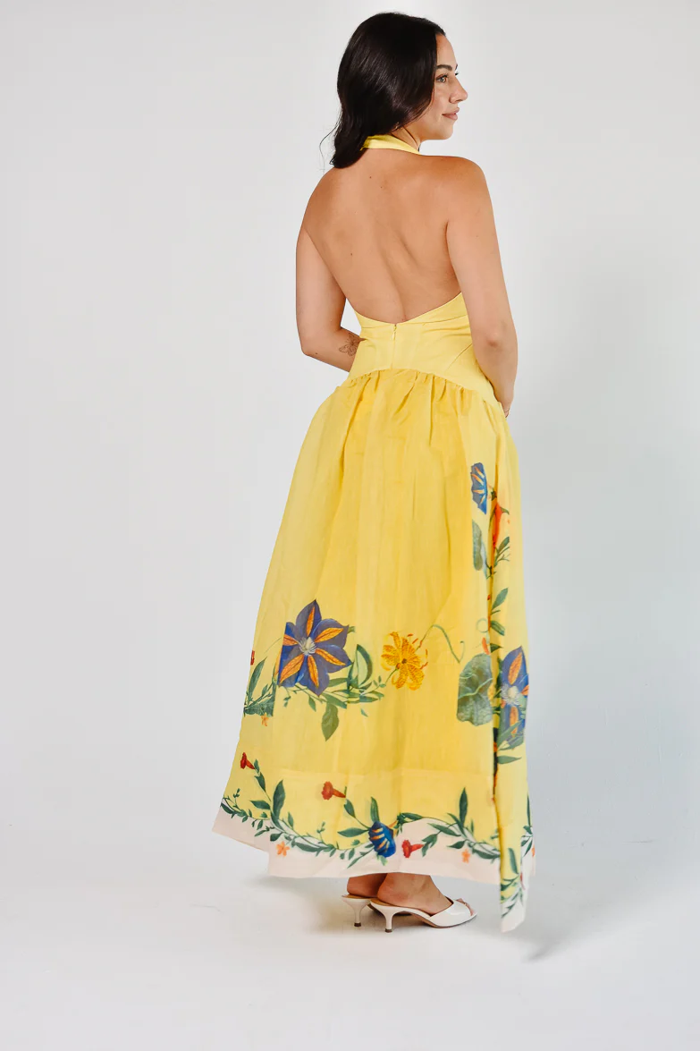 Iris Yellow Halter Maxi Dress - Image 2