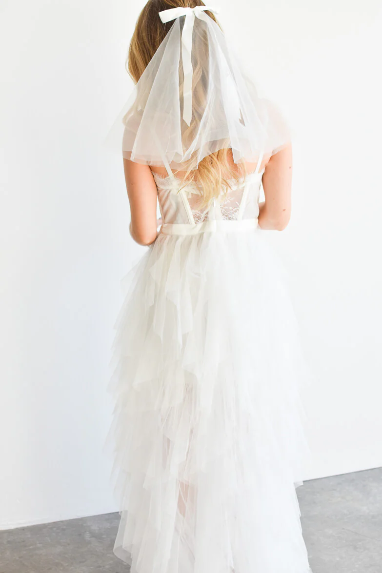 Elysée Lace Bustier Tulle High Low Maxi Dress - Image 12