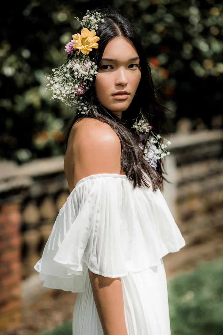 Naomi White Pleated Maxi Dress - Image 2