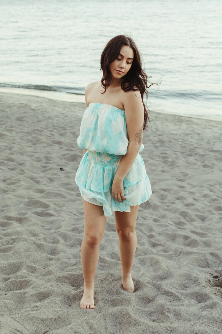 Roxie Teal Watercolor Mini Skirt - FINAL SALE - Image 3