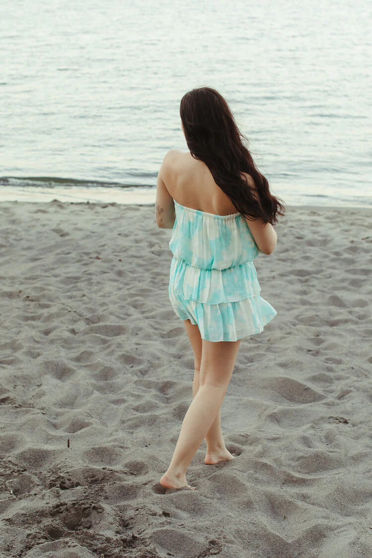 Roxie Teal Watercolor Mini Skirt - FINAL SALE - Image 4