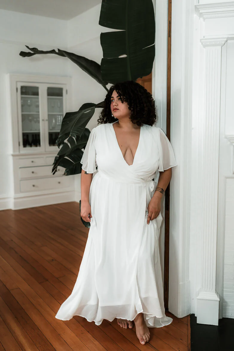 Kyla White Plus Size Wrap Dress